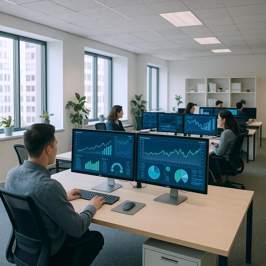 Modern financial office after