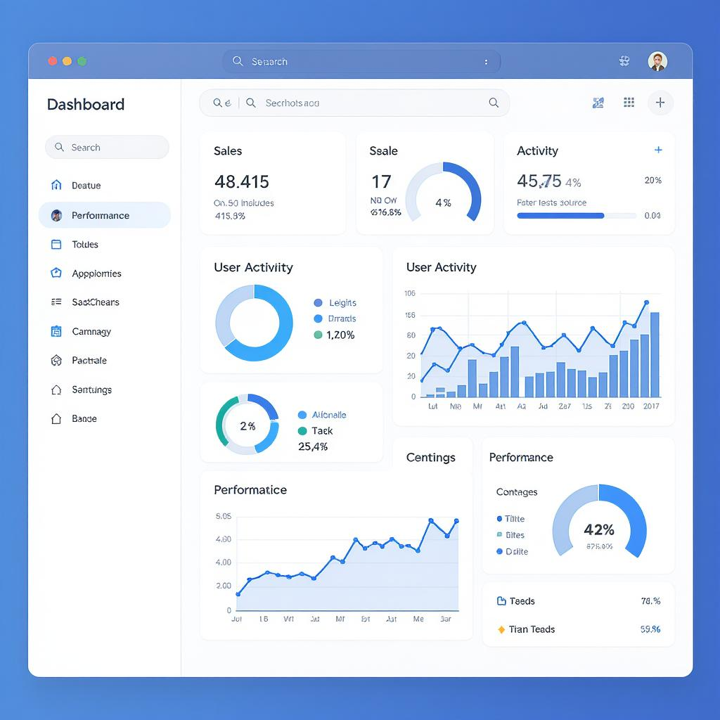 Performance metrics dashboard with speed indicators